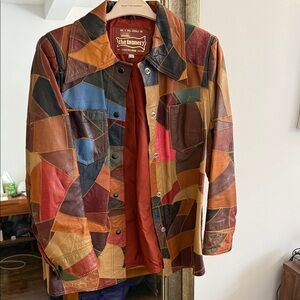 Vintage Patchwork Leather Jacket - Multicolor